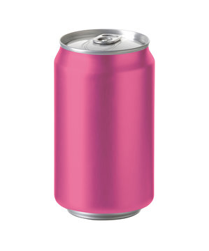 pink aluminum can with space for design and clip path
