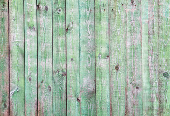 Old green wooden fence.