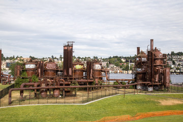 Fototapeta na wymiar Gas Works Park in sunny day Seattle,Washington USA