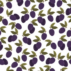 Fototapeta na wymiar seamless pattern of plum on a white background