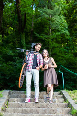 a sweet couple on stairs