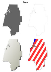 Coos County, Oregon outline map set