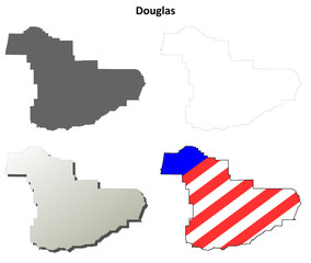 Douglas County, Oregon outline map set