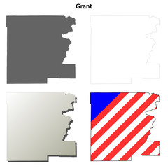 Obraz premium Grant County, Oregon outline map set