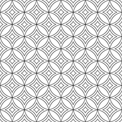 Seamless black and white curved star pattern