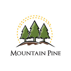 Mountain Evergreen Pine Nature Logo Template