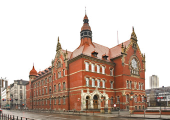 Naklejka na ściany i meble Adam Mickiewicz School in Katowice . Poland