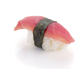 Tuna sushi nigiri isolated on white background