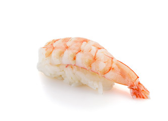 Shrimp sushi nigiri isolated on white background