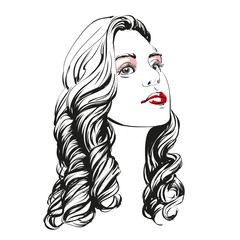 beautiful woman face hand drawn vector illustration sketch