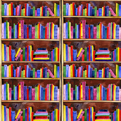 watercolor colored books pattern