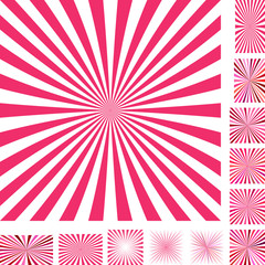 Red white ray burst background set