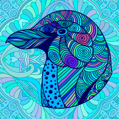 Fototapeta premium Zentangle blue ornamental penguin's head.