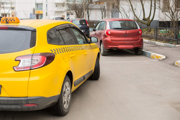 Fototapeta na wymiar Yellow modern taxi