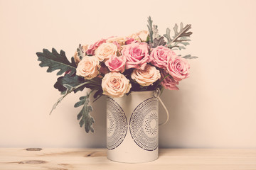 pink and beige roses