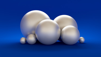 3d blue background with white balls
