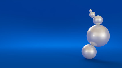 3d blue background with white balls
