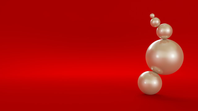 Red 3d Background With White Balls