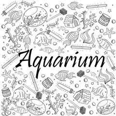 Aquarium coloring book vector illustration