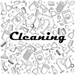 Cleaning coloring book vector illustration