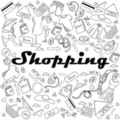 Shopping coloring book vector illustration