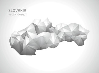 Slovakia grey vector polygonal map
