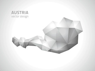 Austria grey vector polygonal map