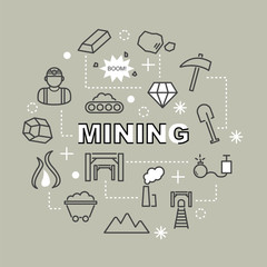 mining minimal outline icons