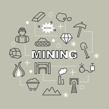 mining minimal outline icons