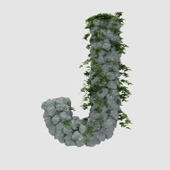 Rock letter covered with ivy 3d render