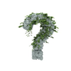 Rock letter covered with ivy 3d render