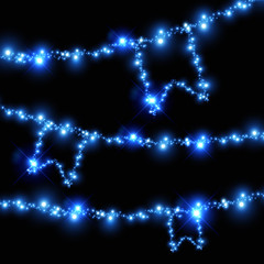 Festive garland on a black background particles