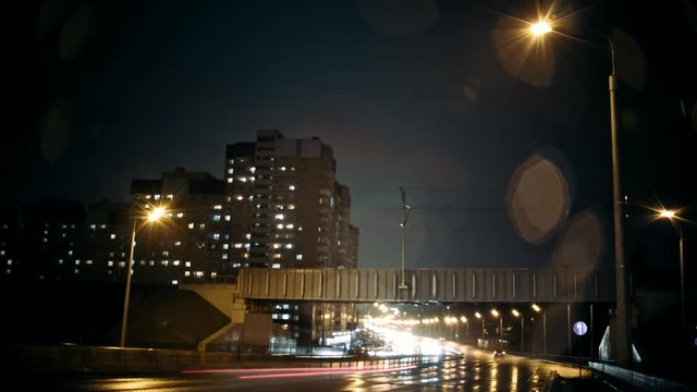 Traffic Time Lapse night Kazan bridge