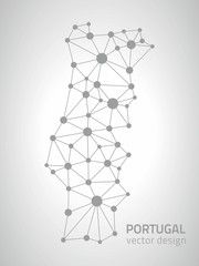 Fototapeta na wymiar Portugal grey vector outline spot map