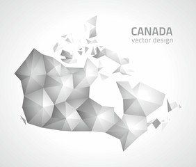 Canada grey vector polygonal map