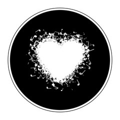 Heart made of of music notes