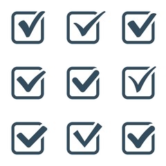 Checkmark icon set | Vector black confirm icons set