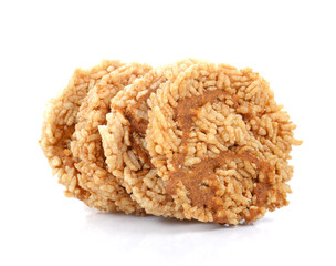 Rice crackers on white background.