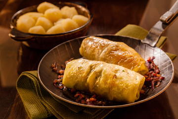 Savory white cabbage rolls