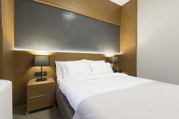 Fototapeta na wymiar Interior of a modern new hotel room