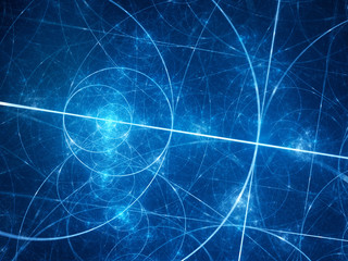 Blue glowing fibonacci circles in space