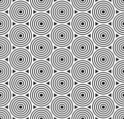 Vector seamless texture. Modern abstract background. Monochrome pattern with concentric circles.