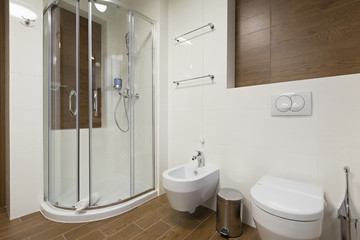Bathroom interior with shower cabin