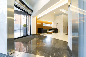 Interior of a hotel lobby