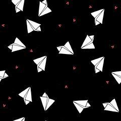 Paper plane vector seamless pattern background