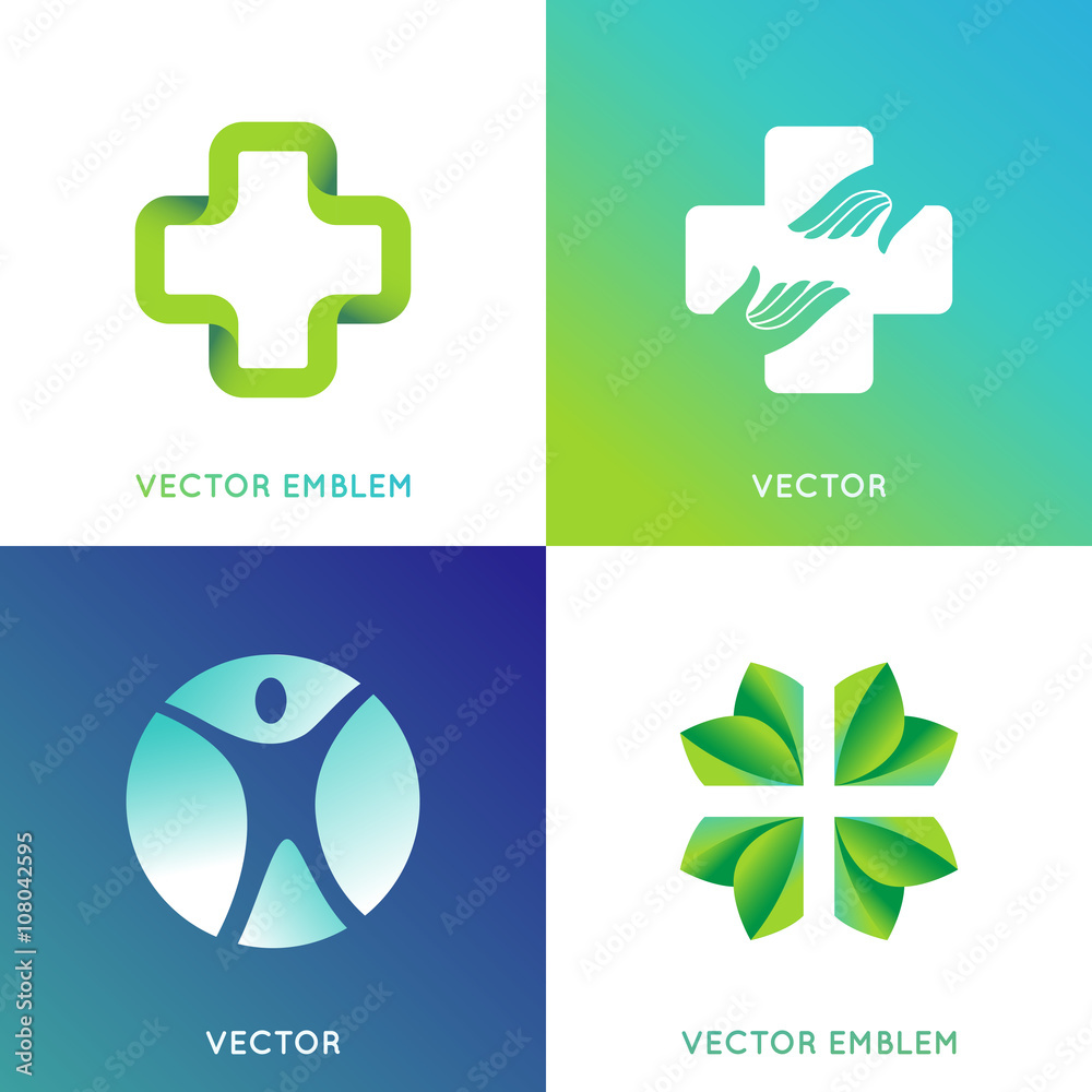 Poster Vector set of logo design template in bright gradient colors