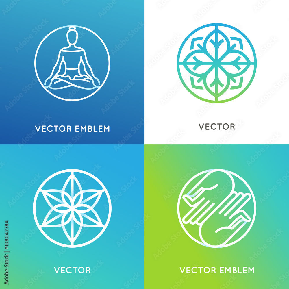 Poster Vector set of logo design templates in trendy linear style