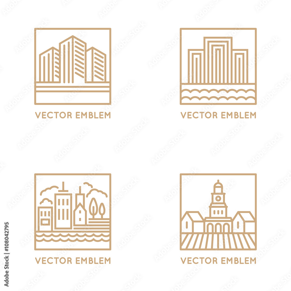 Aufkleber vector set of logo design templates and symbols in trendy linear