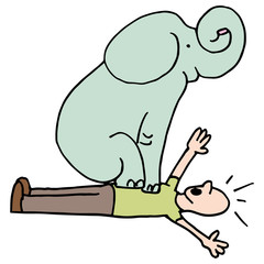 Elephant on Man Chest Asthma