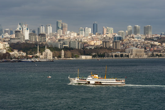 One of the most glamorous palaces in the world Dolmabahce Palace Istanbul. View from Bosporus.